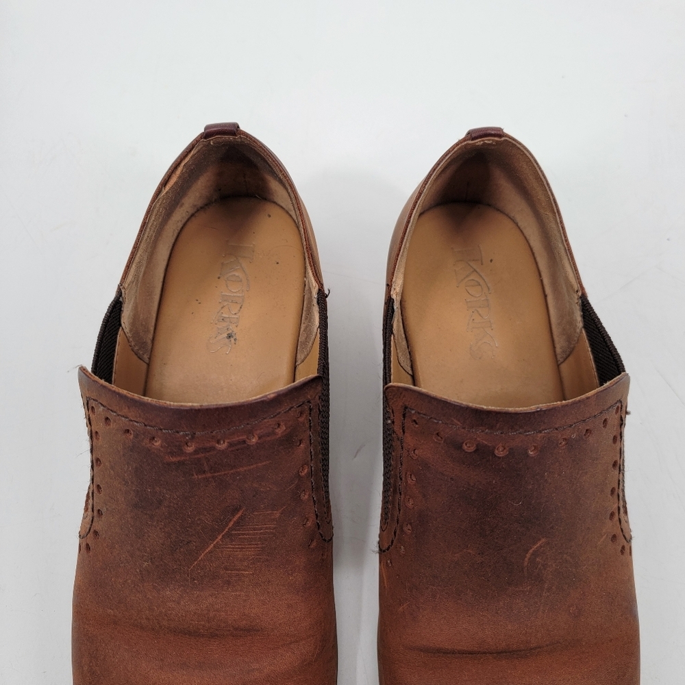 Kork Ease Brown Leather Loafers Size 9 Cap Toe Distressed Classic Minimalist - Picture 5 of 16